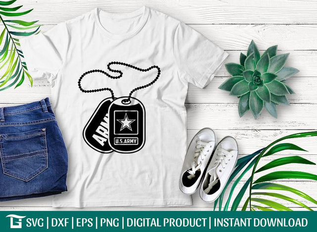 US Army Dog Tags Logo Svg Cut File, Military Svg, Army Solider Svg, Army Logo Svg, Tshirt Desiogn, SVG ETC Craft 