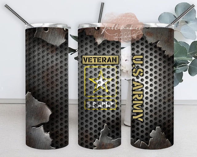 U.S Army Metal Tumbler Wrap, Military 20oz Skinny Tumbler, U.S Army Tumbler Png, Veteran Tumbler Design, U.S Army Tumbler Template, Digital Download Sublimation Rabbitmakies 