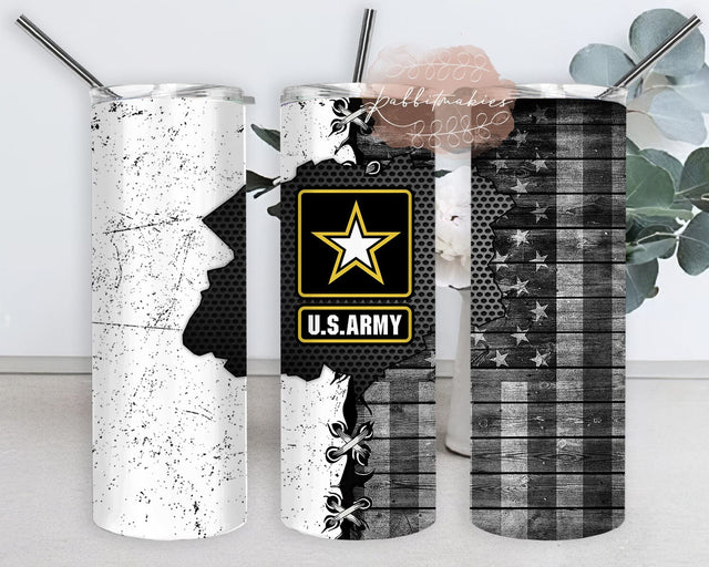 U.S Army Tumbler Png, Army 20oz Skinny Tumbler, Veteran Tumbler Design, American Flag Tumbler Wrap, Military Sublimation Design, Instant Download Sublimation Rabbitmakies 