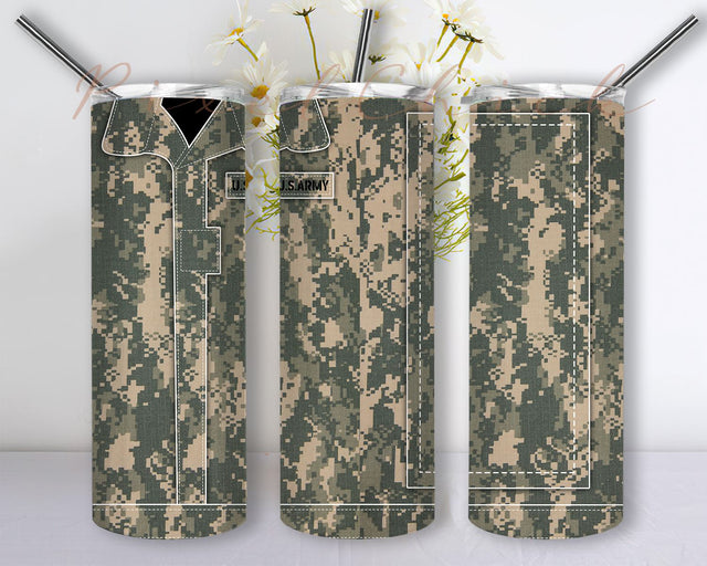 US Army Veteran 20oz Skinny Tumbler, American Military, Flag Veteran Tumbler, Digital Downloal Sublimation PixelChick 