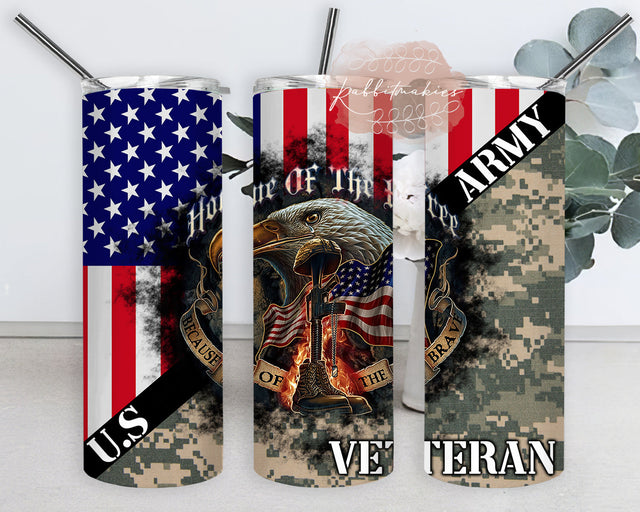 US Army Veteran 20oz Skinny Tumbler, Eagle American Flag Tumbler Png, Memorial Day Tumbler Design, Veteran Sublimation Design, Army Gift, Digital Download Sublimation Rabbitmakies 