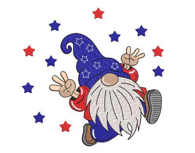 US Patriotic Gnome Machine Embroidery Design Embroidery/Applique DESIGNS Canada Embroidery 