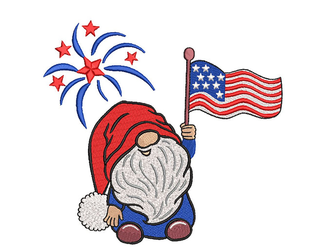 US Patriotic Gnome Machine Embroidery Design Embroidery/Applique DESIGNS Canada Embroidery 