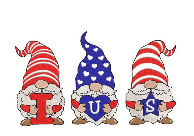 US Patriotic Gnomes Machine Embroidery Design Embroidery/Applique DESIGNS Canada Embroidery 