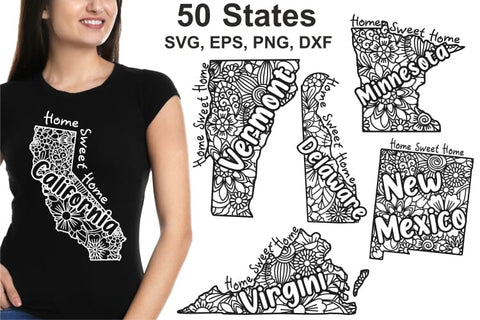 US States Cut File Svg, Patterned American States, 50 States SVG Yuliya 