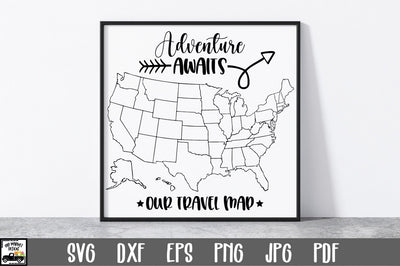 US Travel Map SVG File | Adventure Awaits SVG File SVG Old Market 