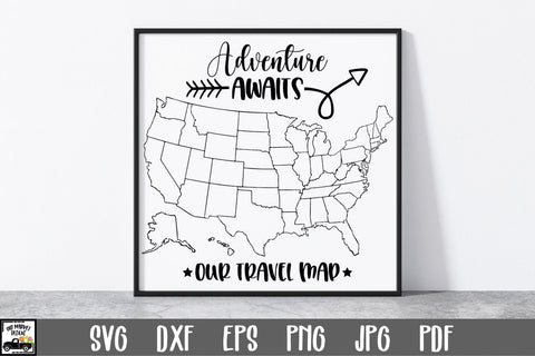 US Travel Map SVG File | Adventure Awaits SVG File SVG Old Market 
