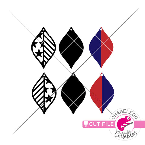 USA 4th of July patriotic Earring Template svg png dxf SVG Chameleon Cuttables 