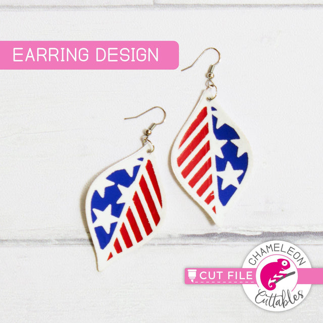 USA 4th of July patriotic Earring Template svg png dxf SVG Chameleon Cuttables 