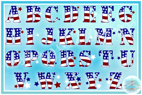 USA American Flag Alphabet Bundle SVG SVG Harbor Grace Designs 