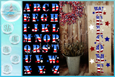 USA American Flag Alphabet Bundle SVG SVG Harbor Grace Designs 