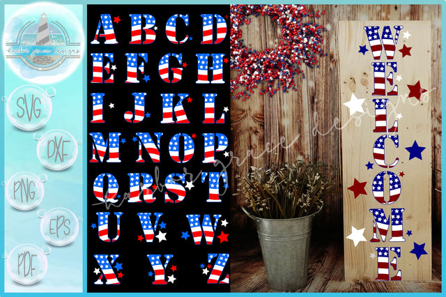 USA American Flag Alphabet Bundle SVG SVG Harbor Grace Designs 