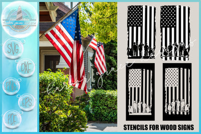 Usa American Flag Soldiers Military Stencil Sign Decal SVG SVG Harbor Grace Designs