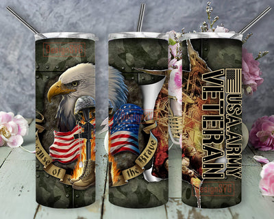 USA Army Veteran 20oz Skinny Tumbler Png, Soldier Tumbler, Eagle American Flag Tumbler, Memorial Day Png, Patriotic Tumbler, 4th Of July Tumbler Sublimation DesignSVG 