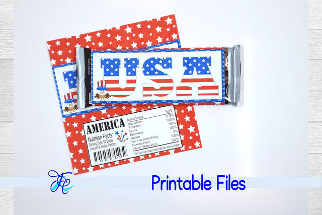 USA Candy Bar Wrapper (Red) 3D Paper Family Creations 
