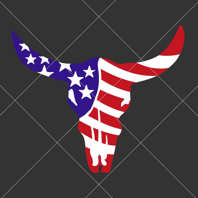 USA Cow Skull (layered) - America Patriotic 4th of July SVG Chameleon Cuttables 