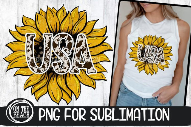 USA - Cowhide - Sunflower - 300 DPI PNG Sublimation SVG On the Beach Boutique 