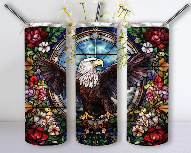 USA Eagle Flowers 20oz Skinny Tumbler Png, USA Flag Framed With Flowers Tumbler, Eagle Tumbler Wrap Design, Patriotic Eagle Tumbler, Army USA Flag Tumbler Sublimation PixelChick 