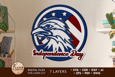 USA Eagle, Independence Day, 4th Of July, Patriotic SVG LaserCutano 