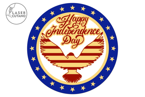 USA Eagle Independence Day Patriotic Cut Template SVG LaserCutano 