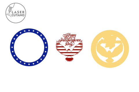 USA Eagle Independence Day Patriotic Cut Template SVG LaserCutano 