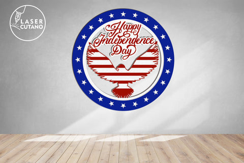 USA Eagle Independence Day Patriotic Cut Template SVG LaserCutano 
