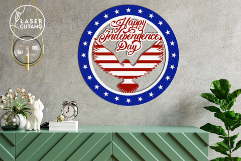 USA Eagle Independence Day Patriotic Cut Template SVG LaserCutano 