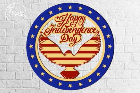 USA Eagle Independence Day Patriotic Cut Template SVG LaserCutano 