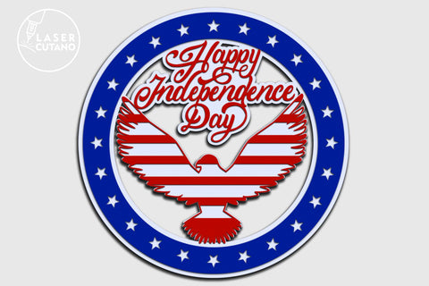 USA Eagle Independence Day Patriotic Cut Template SVG LaserCutano 