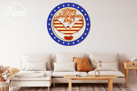 USA Eagle Independence Day Patriotic Cut Template SVG LaserCutano 