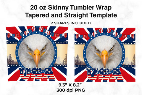USA Eagle & Stripes 20 oz Skinny Tumbler Wrap Sublimation Design Sublimation Sublimatiz Designs 