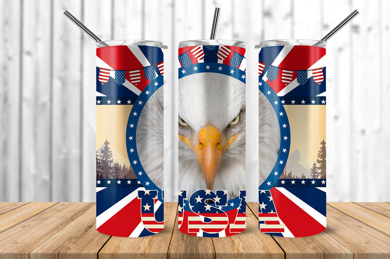 USA Eagle & Stripes 20 oz Skinny Tumbler Wrap Sublimation Design Sublimation Sublimatiz Designs 