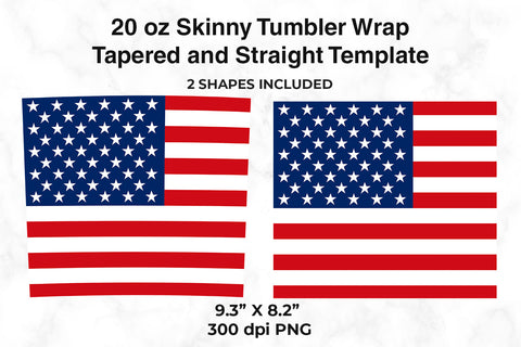 USA Flag 20 oz Skinny Tumbler Wrap Sublimation Design Sublimation Sublimatiz Designs 
