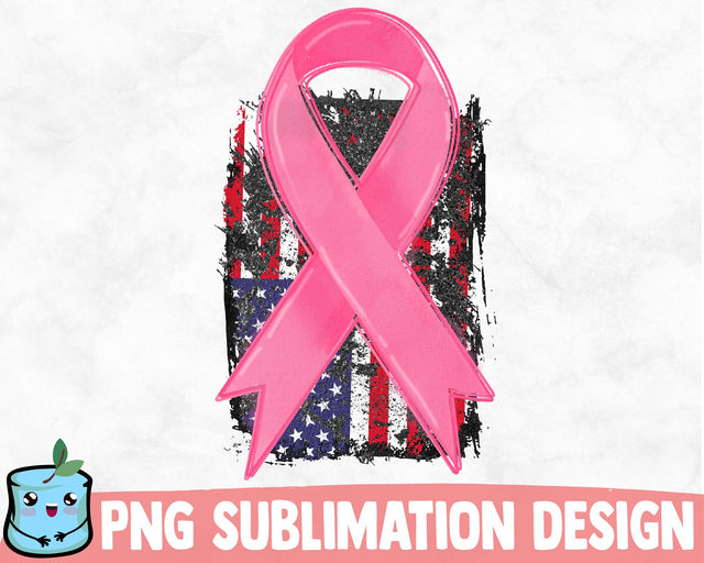 USA Flag Cancer Pink Ribbon Sublimation Design SVG MintyMarshmallows 