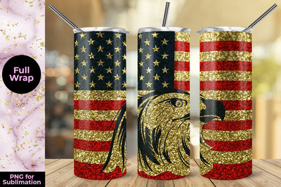 USA Flag & Eagle 4th of july Collage 20oz Skinny Tumbler Template Sublimation Sublimatiz Designs 