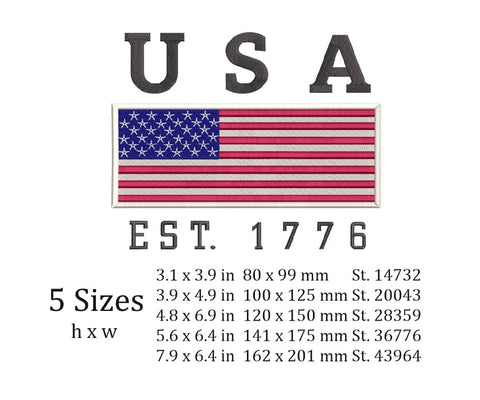USA flag embroidery design, Independence Day, instant download. Embroidery/Applique DESIGNS ArtEMByNatalia 
