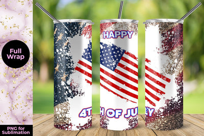USA Flag Happy 4TH of July 20oz Skinny Tumbler Wrap Template Sublimation Sublimatiz Designs 