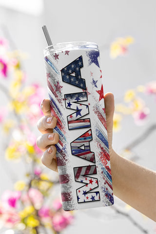 USA Flag Mama 20oz Sublimation Tumbler, Mothers Day 20oz straight tumbler, Mama Tumbler, Mom Tumbler Wrap PNG Sublimation CaldwellArt 