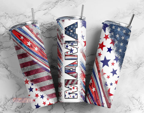 USA Flag Mama 20oz Sublimation Tumbler, Mothers Day 20oz straight tumbler, Mama Tumbler, Mom Tumbler Wrap PNG Sublimation CaldwellArt 