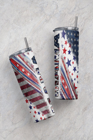 USA Flag Mama 20oz Sublimation Tumbler, Mothers Day 20oz straight tumbler, Mama Tumbler, Mom Tumbler Wrap PNG Sublimation CaldwellArt 
