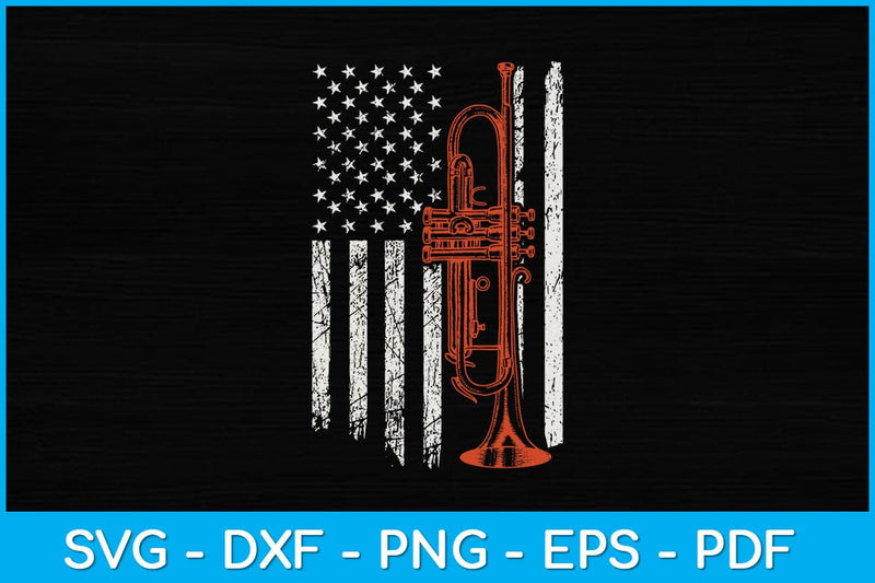 USA Flag Thin Red Line Trumpet Svg Design SVG artprintfile 