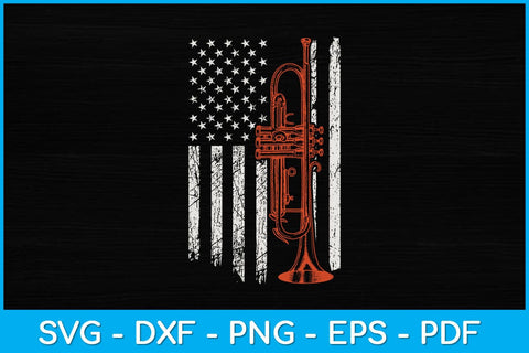 USA Flag Thin Red Line Trumpet Svg Design SVG artprintfile 