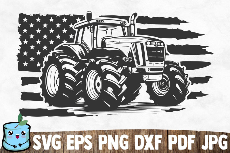 USA Flag Tractor SVG MintyMarshmallows 