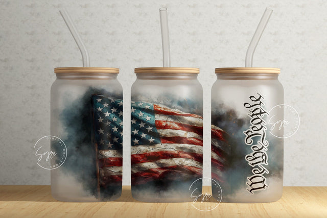 USA flag tumbler, American flag, 4th July, Patriotic Tumbler Wrap, 16oz Libbey Glass Can Tumbler Sublimation Design, 16 oz Glass Can Sublimation Syre Digital Creations 