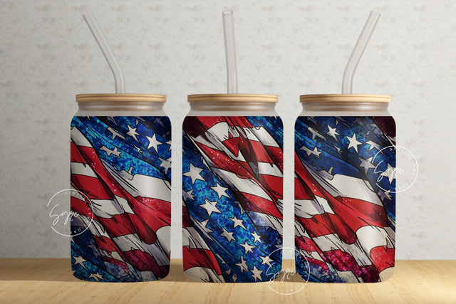 USA flag tumbler, American flag, 4th of July, Patriotic Tumbler Wrap, 16oz Libbey Glass Can Tumbler Sublimation Design, fathers day gifts Sublimation Syre Digital Creations 