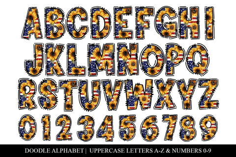 USA Flag & Yellow Sunflowers Floral Alpha Pack Sublimation BijouBay 