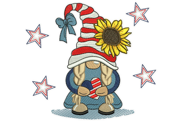 USA Girl Gnome Embroidery Designs, 4th July Embroidery Designs Embroidery/Applique DESIGNS NextEmbroidery 