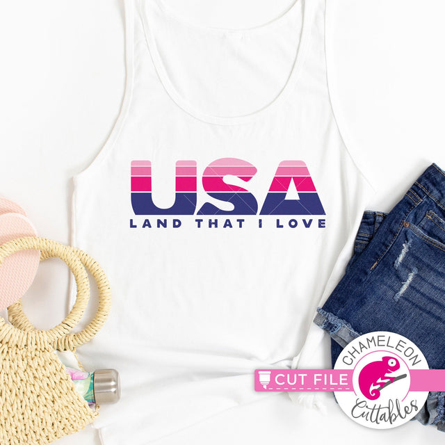 USA Land that I love Stripes svg png dxf SVG Chameleon Cuttables 