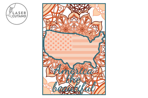 USA Layered Map Multilayer Laser Cut Files, Mandala SVG LaserCutano 