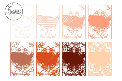 USA Layered Map Multilayer Laser Cut Files, Mandala SVG LaserCutano 
